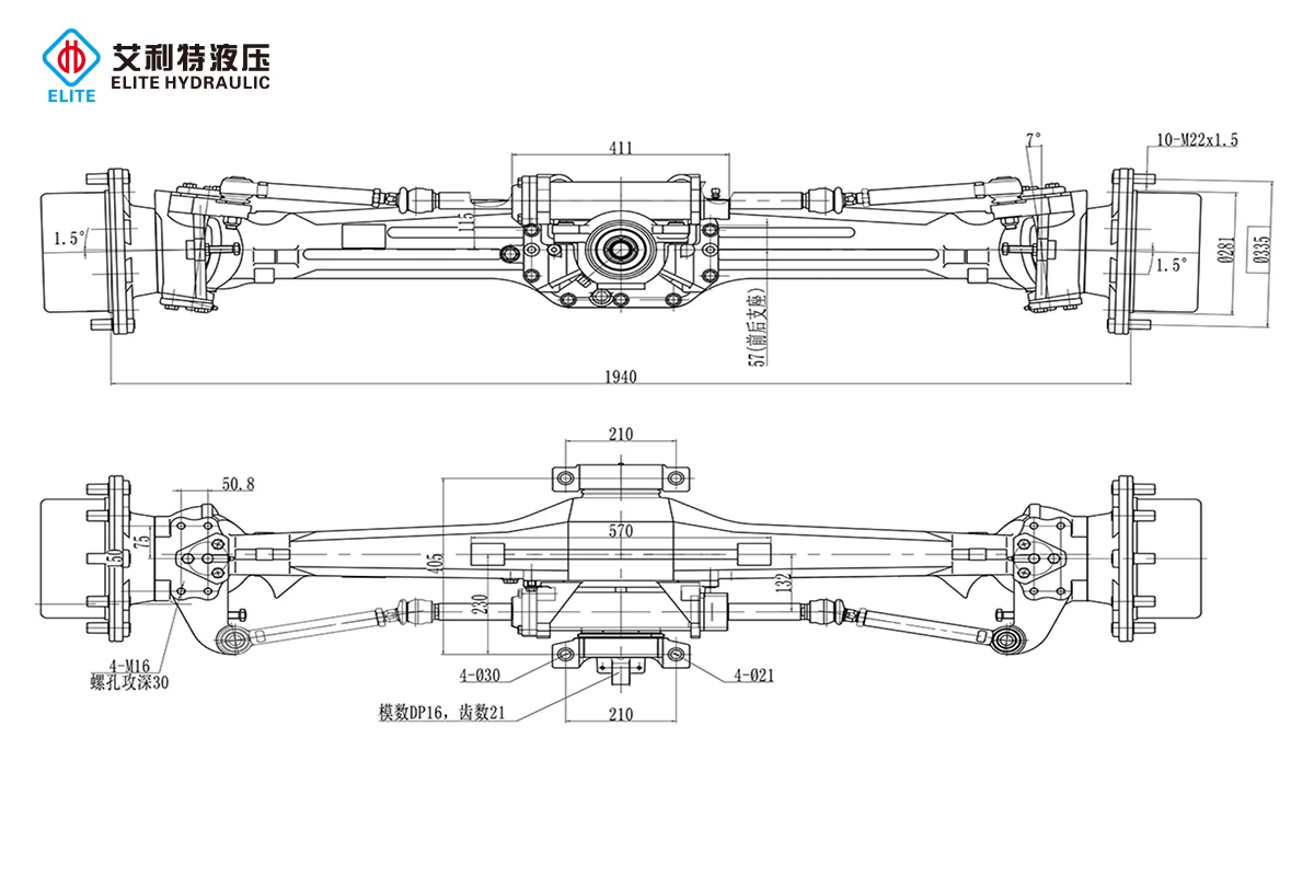 Planetary steering axle drawing for 180-220 tractors Planetary steering axle drawing for 180-220 tractors